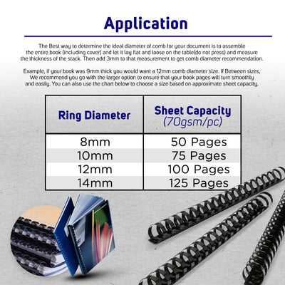 Plastic Ring Binding Black A4 Size Spring Binder 100pcs Per Pack 10 Mm